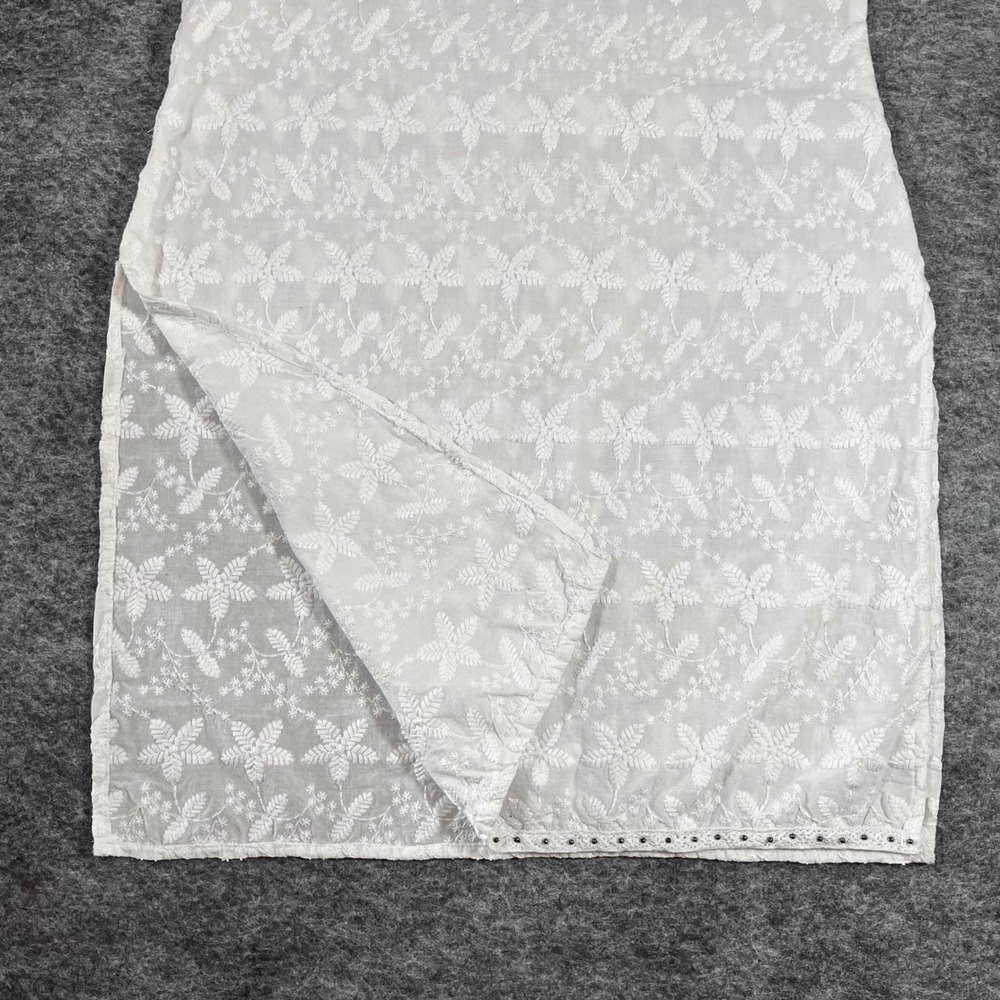 Embroidered Floral Tunic Dress Women L White Sleeveless Beachwear Resortwear - Picture 5 of 13